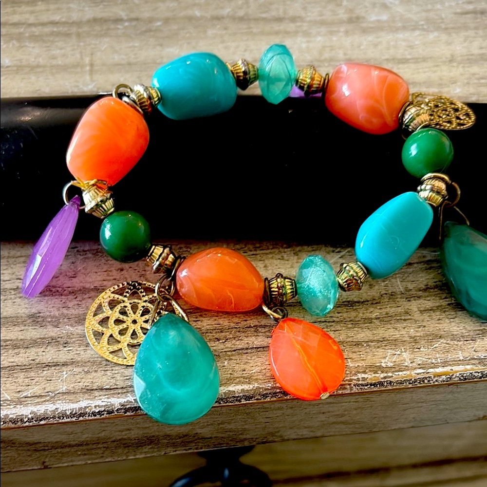 Colorful Beaded Charm Bracelet